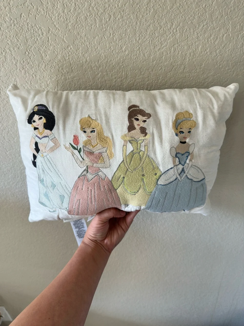 pottery barn kids embroidered disney princesses accent pillow